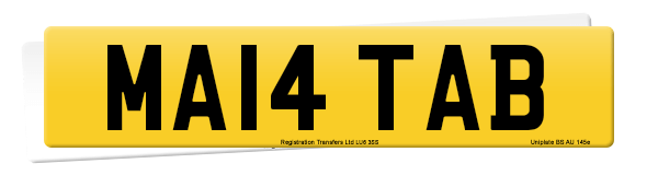 Registration number MA14 TAB